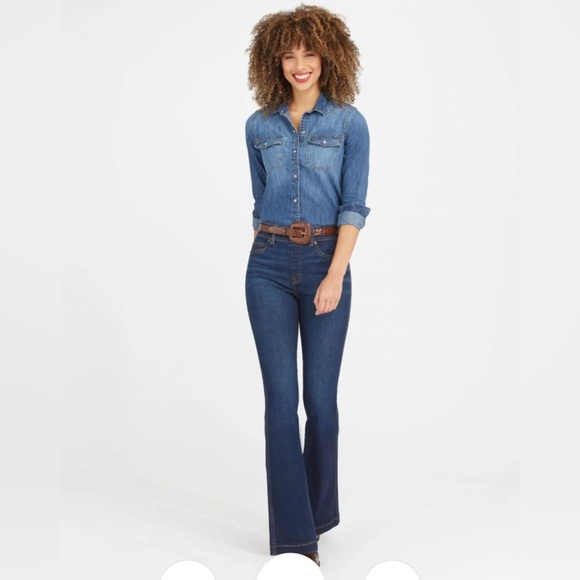 NWOT SPANX Flare Jeans, 1X, Midnight Shade - Picture 1 of 6